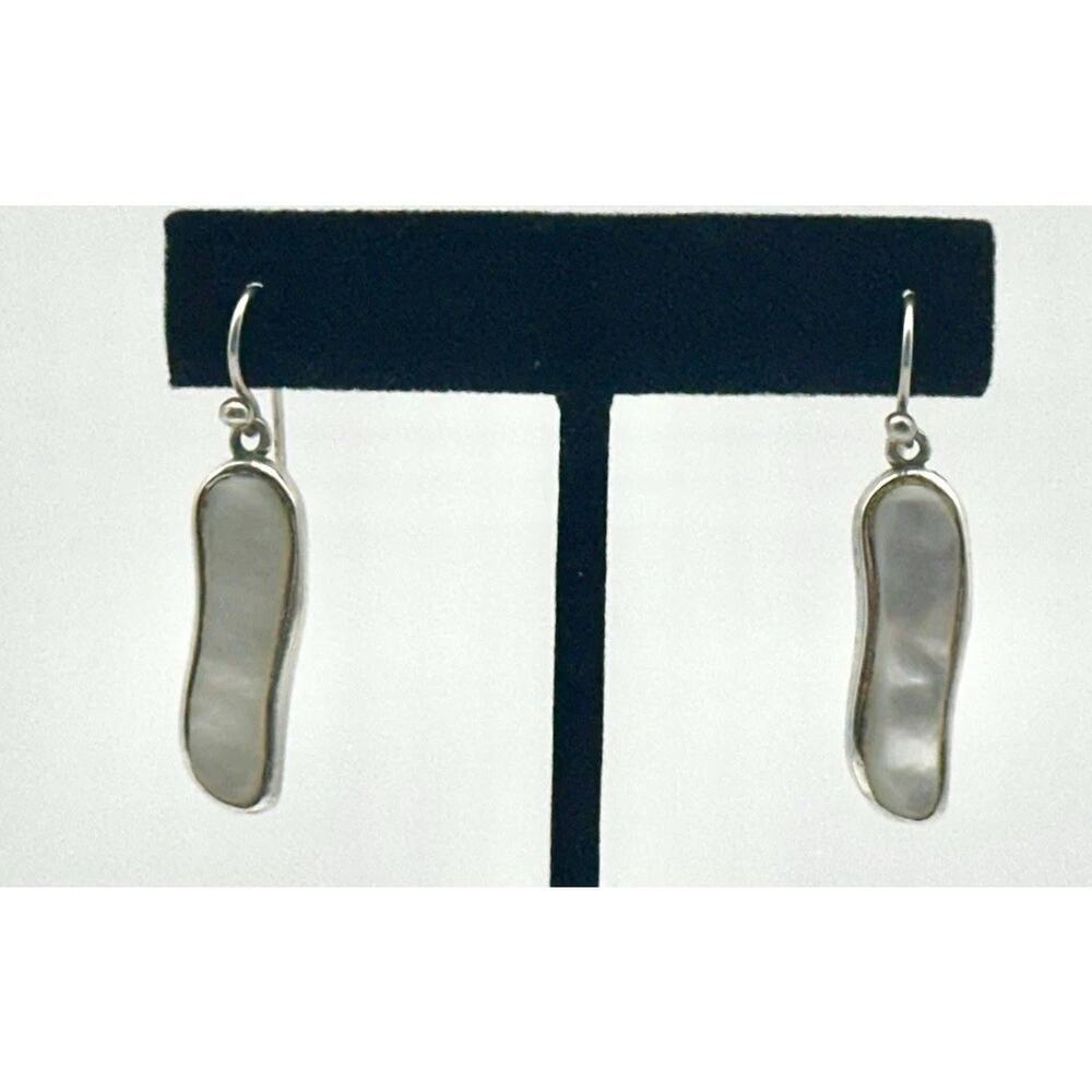 Vintage Barse Sterling Silver Mother Of Pearl Earring Cuff And Pendant Set - Picture 6 of 7